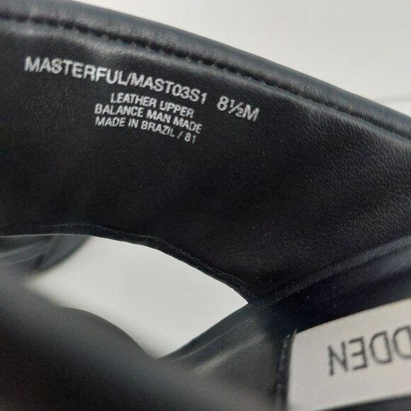 STEVE MADDEN Leather Sandals Sz 8.5 Black Padded Strap Block Heel Brazil REVOLVE - Picture 11 of 16